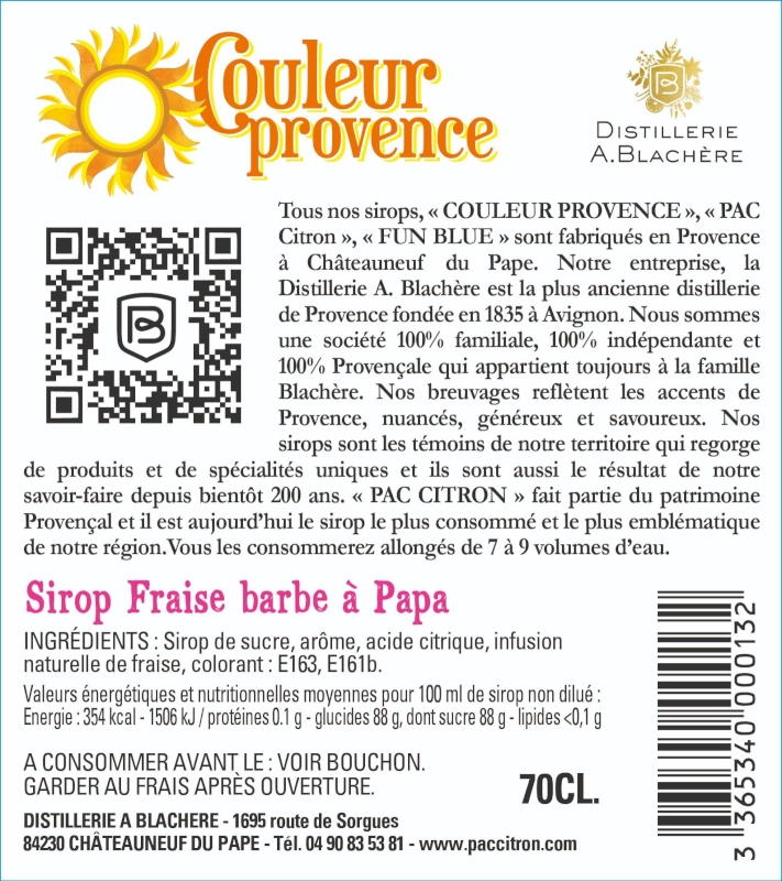 SIROP FRAISE GOUT BARBE A PAPA